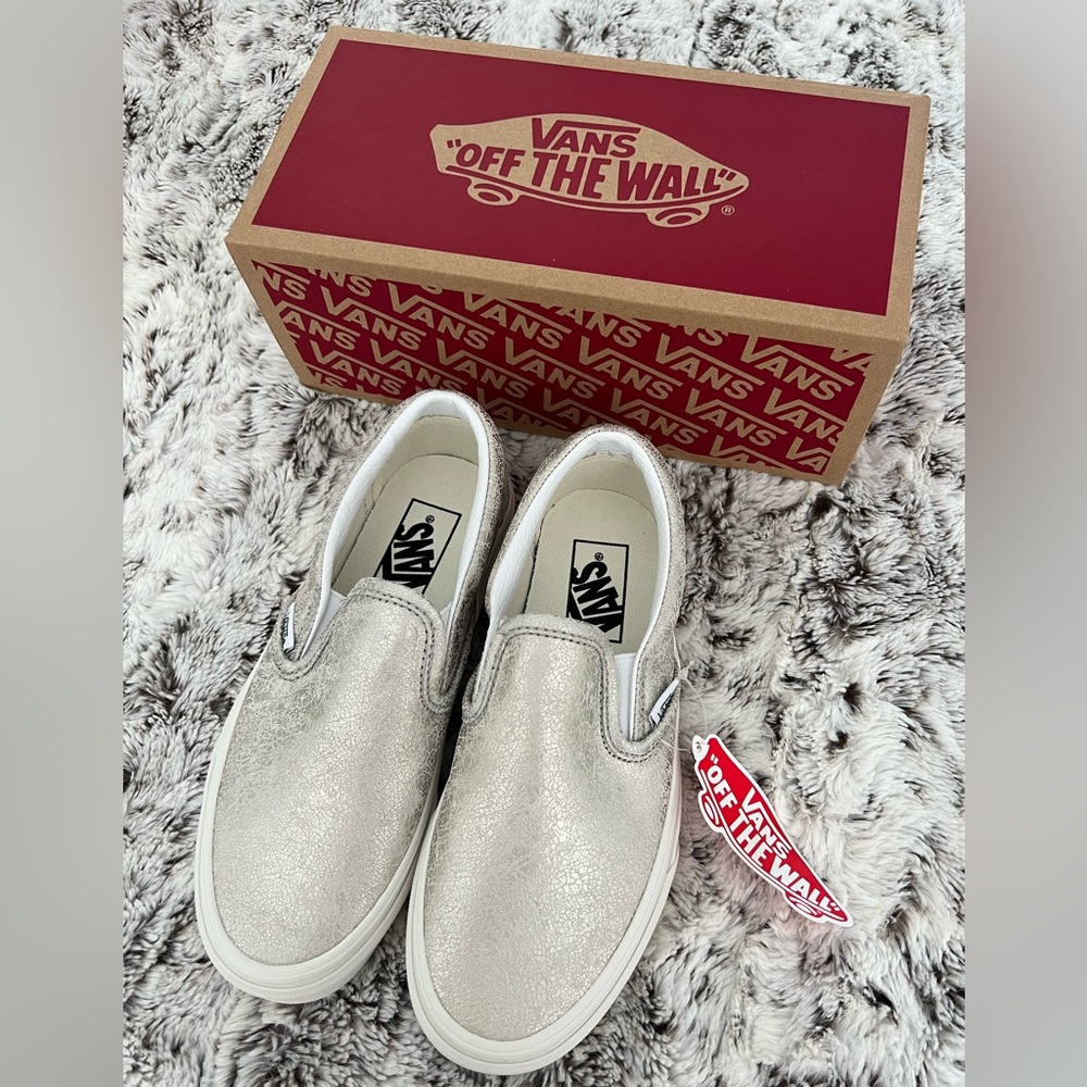 Slip - On Vans - Crackled Silver